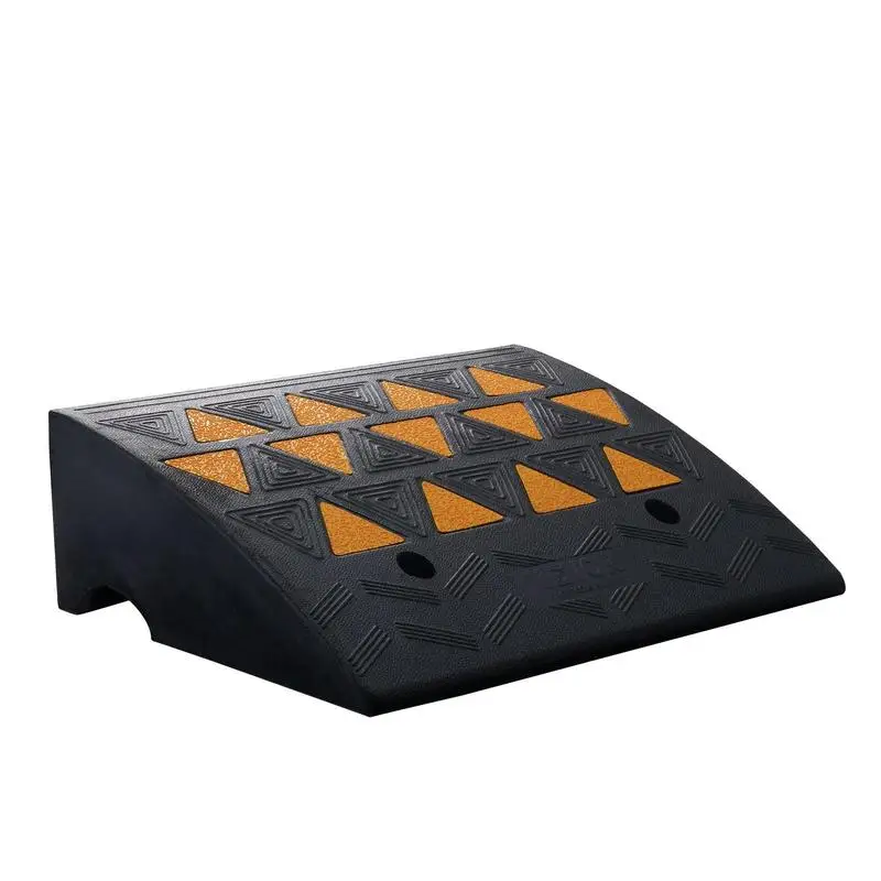 

Driveway Threshold Ramp 19.3"x14.6"x6" For Sidewalks Driveways Garages, 15T Load Capacity Heavy Duty Rubber Construction Textured Surface Surface Channels Accessory