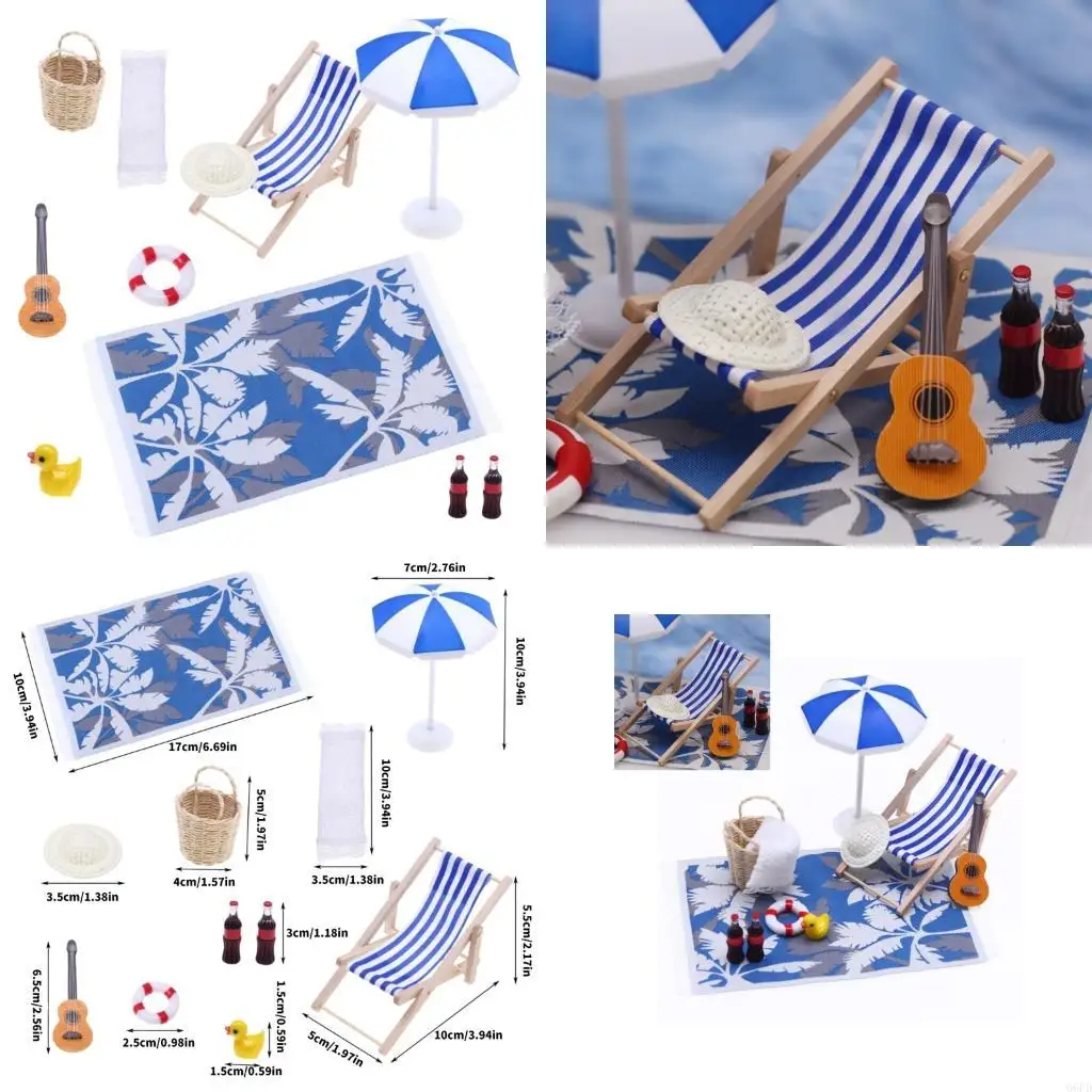 

Wooden Beach Scene Accessories With Miniature Furniture Doll House Scene Decoration For Kids Creative Pretend Play Game
