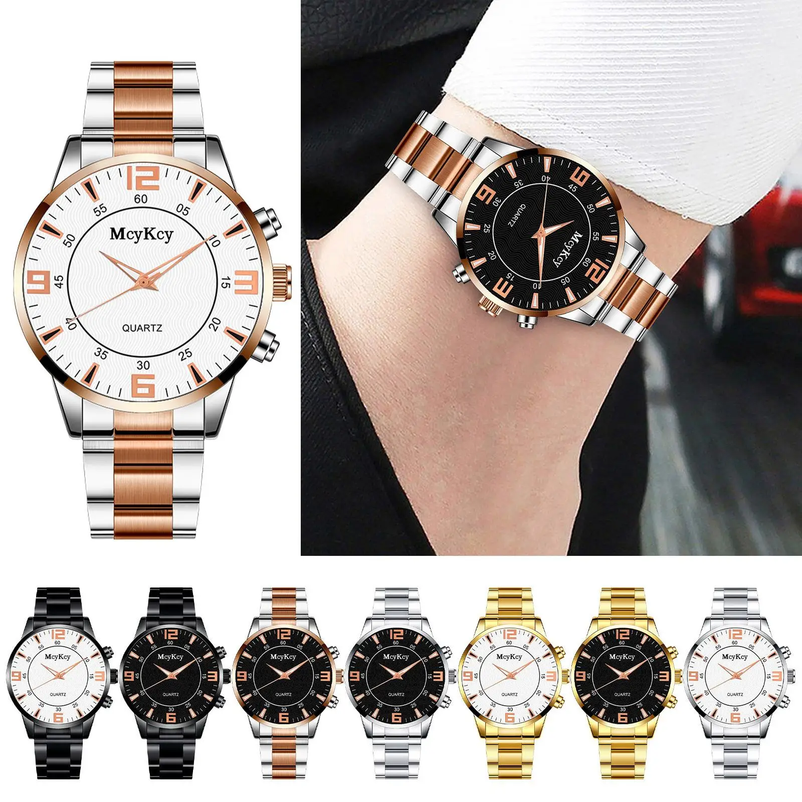 High-grade fashion men's watch gift watch simple alloy steel band quartz men's wristwatch