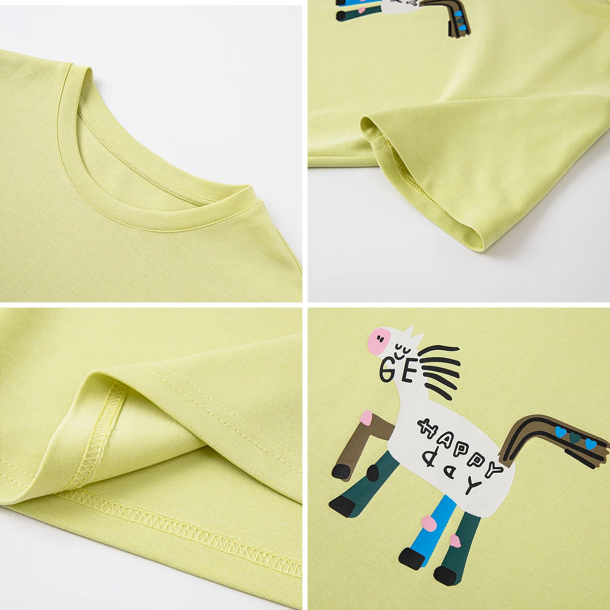 VIMLY Cartoon Printed T-shirt Women's Summer 2025 Casual Knitted Yellow Cartoon Crew Neck Woman Short Sleeve Ladies Tops  A1881