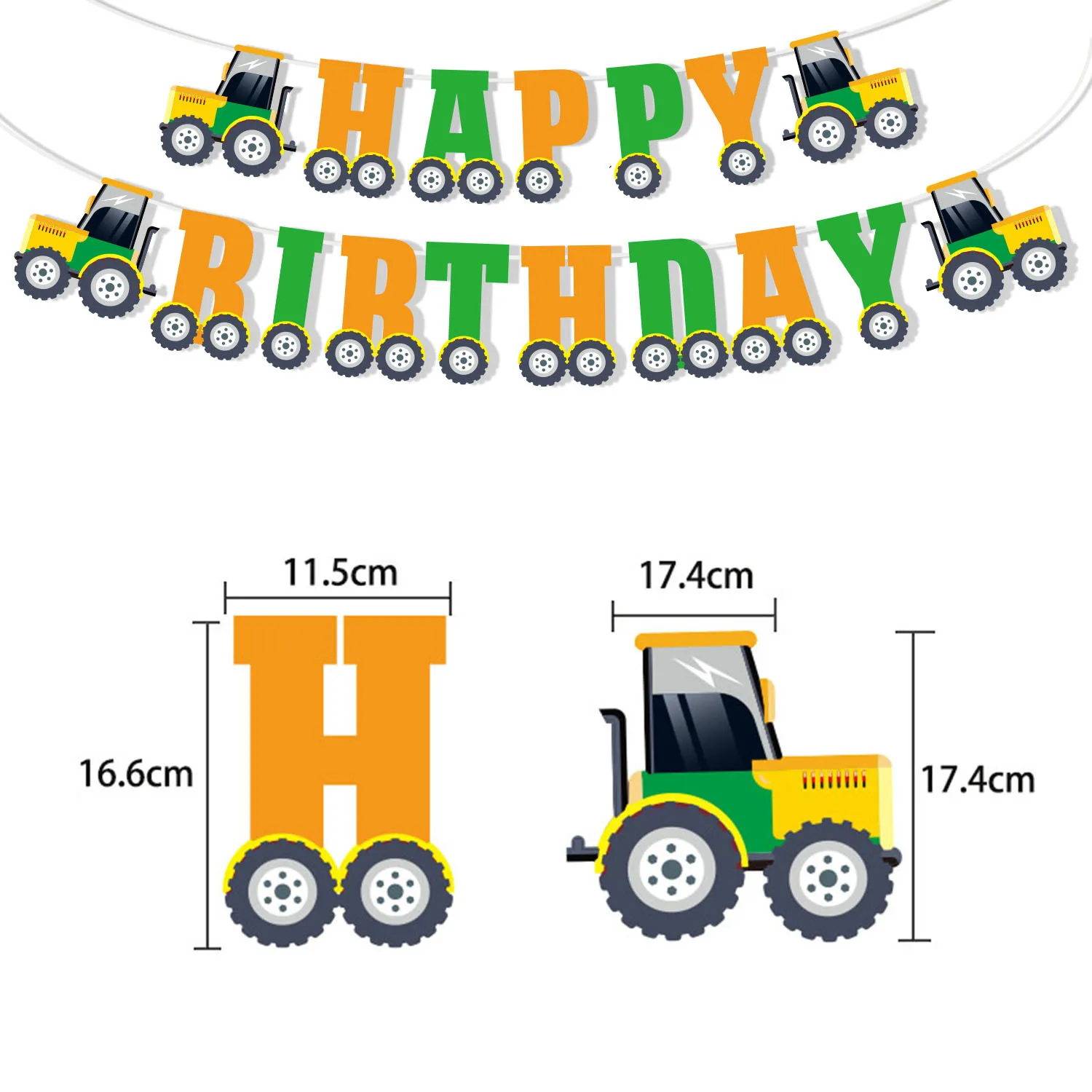 Farm-Traktor-Partybanner, Girlande, hängende Spiraldekoration, grünes Farm-Traktor-Banner, Kinder-Farm-Traktor-Geburtstagsdekorationsbanner – Detail 6