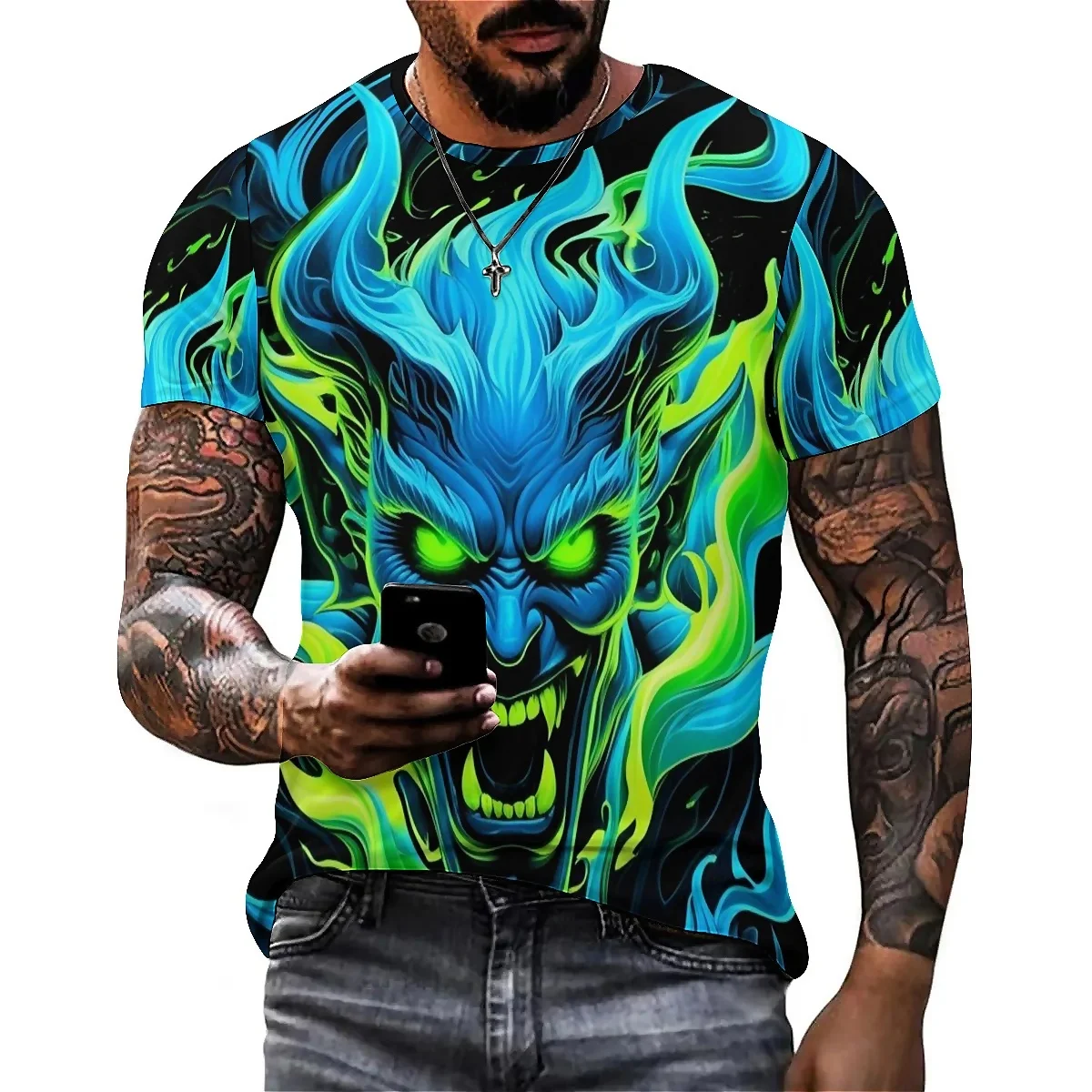 Christmas Fun Pattern Men's 3D Printed Short-Sleeve T-Shirt - Men's Top