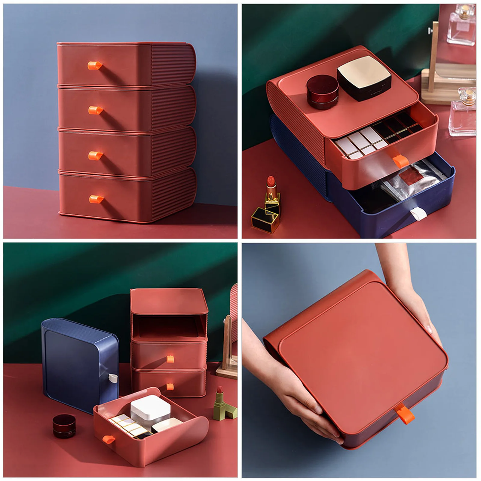 

1pc Drawer Type Box Pp Plastic Desktop Organizer For Home Office Dormitory Multi-Use Container Sundries Storage Basket Desktop