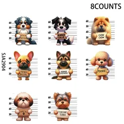 8pcs Dog Sublimation UV DTF Cup Stickers, Waterproof Sticker Pack for Decorating Mugs, Cups,DIY Art Supplies，Home Decoration