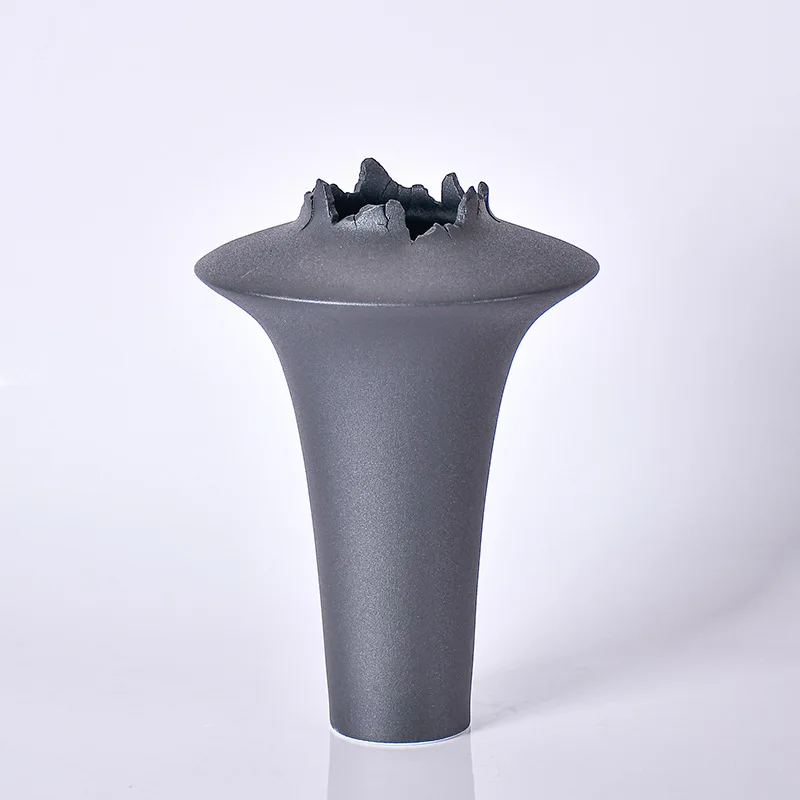 Simple Black White Ceramic Vase Living Room Decoration Artificial Flower Arrangement Cracked Bottle Home Vase Home Decoration