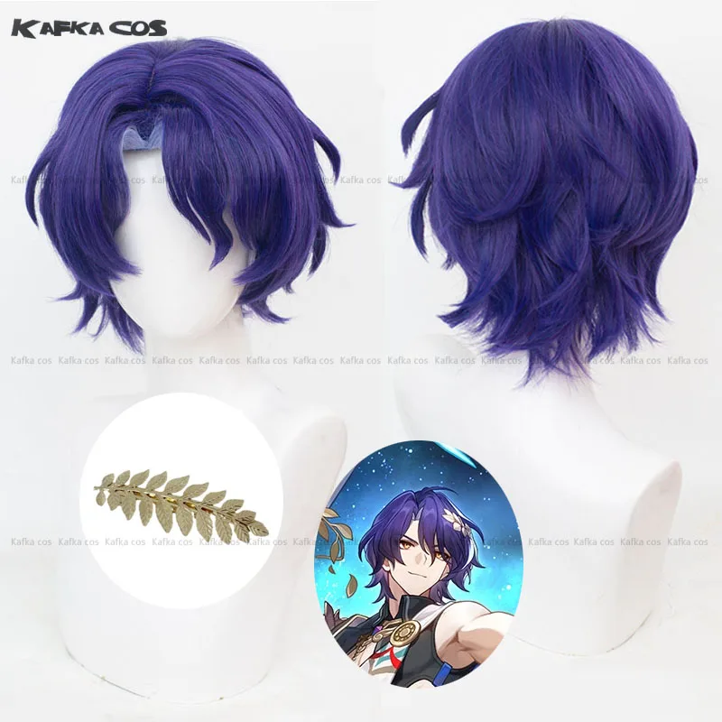 Game Honkai Star Rail Latest Dr. Ratio Cosplay Wig Short Purple Highlights Hair Hair Clip Tuck Comb Halloween Carnival Party