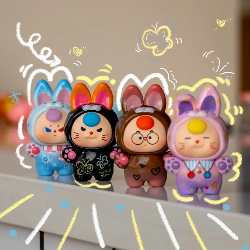 

Baby Three Dopamine Little Rabbit Mengl Series Blind Box Mystery Box Caixa Sorpresa Girls Anime Figures Cute Model Birthday Gift
