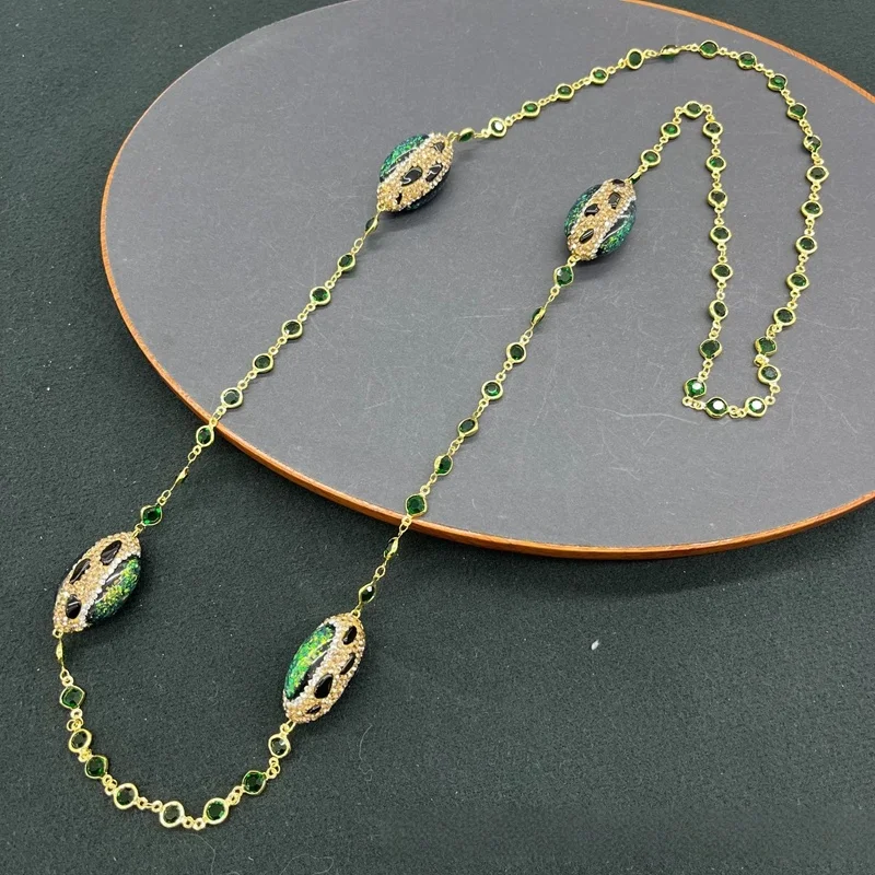 New French Style Crystal Quartz Treasure Sweater Necklace Elegant Handcrafted Opal Long Chain for Women Gemstone Jewelry