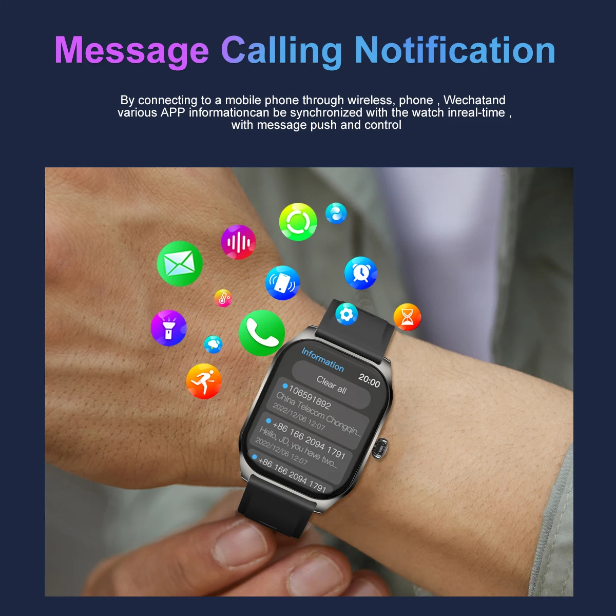 2025 Novo relógio inteligente, relógio esportivo de 2.01 polegadas, à prova d'água IP67, mais de 110 modos esportivos, rastreador de atividades fitness, relógio ultrafino