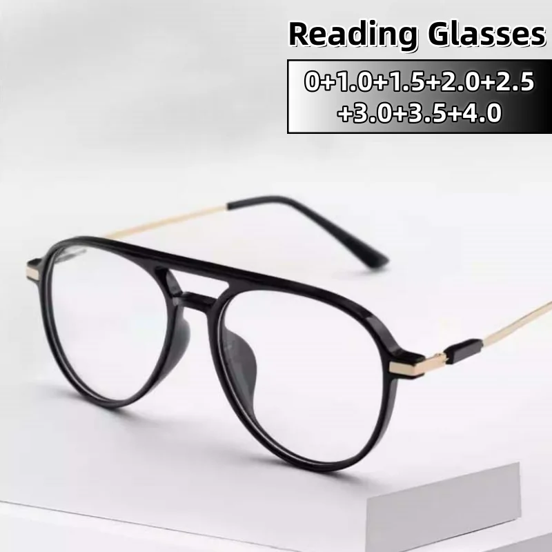 

Fashion HD Anti Blue Presbyopic Glasses Personalized Ultra Light Comfortable Toad Metal Frame Far Sight Eyeglasses 0 To +4.0