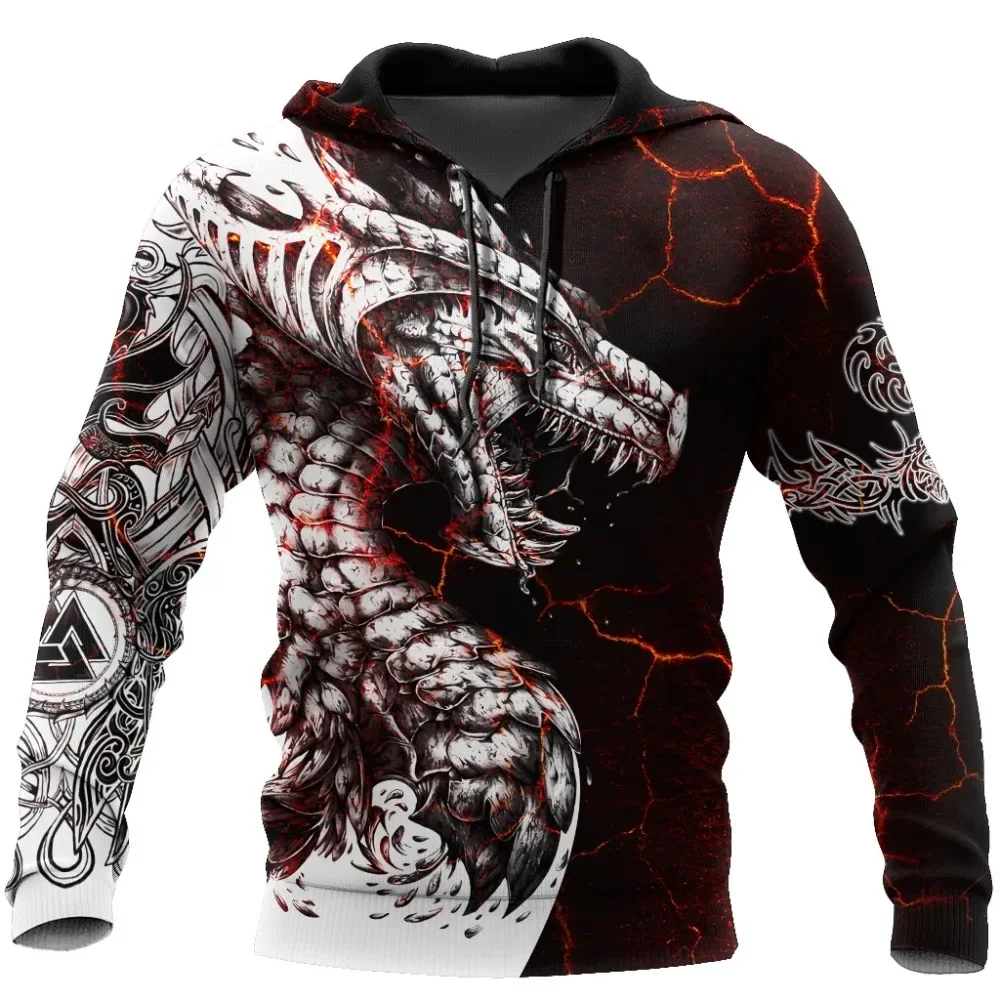 

2024 Black & White Tattoo Dragon 3D Printed Men Hoodies Sweatshirt Unisex Streetwear Zipper Pullover Casual Jacket Tracksuits