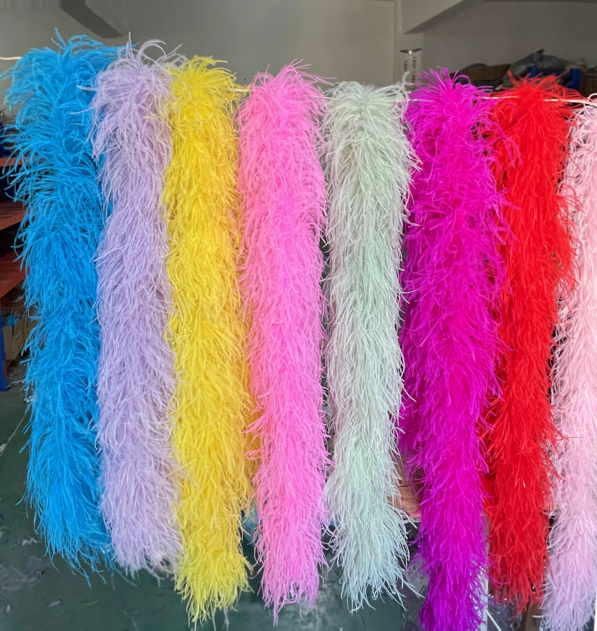 1M&2M Multicolour Ostrich Feather Boa 6PLY 10PLY Fluffy Plume Shawl Thick Ostrich Plume Trim for Sewing Party Dance Dress Women'