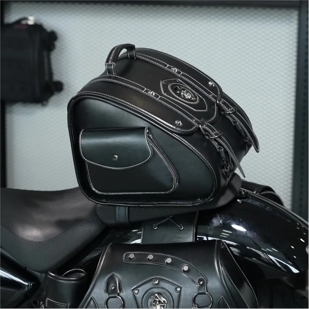 الرجعية دراجة نارية حقيبة المقعد الخلفي بولي Leather الجلود العالمي دراجة نارية الذيل حقيبة التخزين Splashproof موتو المقعد الخلفي حقيبة تخزين أداة 31L