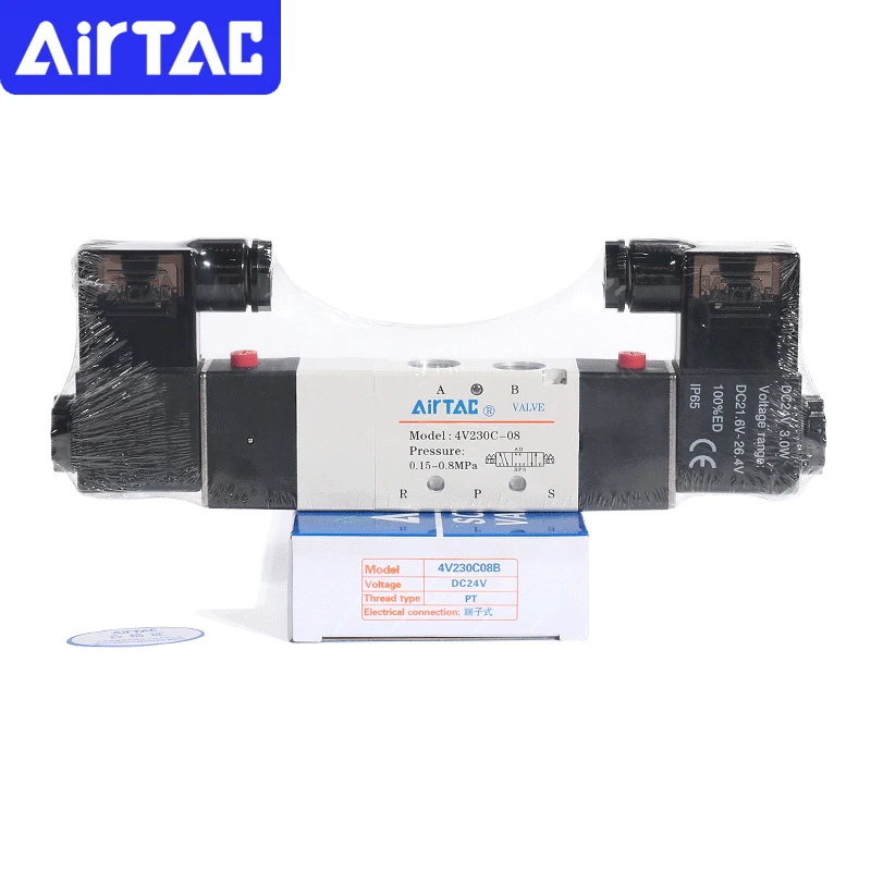 AirTAC 4V130C-06 4V230C-08 4V330C-10 4V430C-15 Solenoid Valve Air Valve 5 Port 3 Position Way Reversing Valve 12V 24V 110V 220V