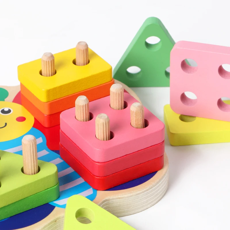 Montessori educação precoce forma correspondência cor forma cognitiva emparelhamento cognição do bebê crianças brinquedos de madeira presente do miúdo ﻿