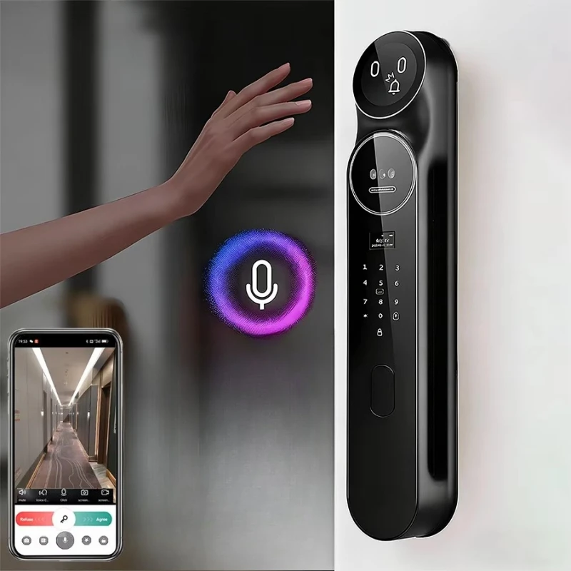Interactive Smart Door Lock Face Recognition Palm Vein Fingerprint Camera Video Intercom Intelligent Lock