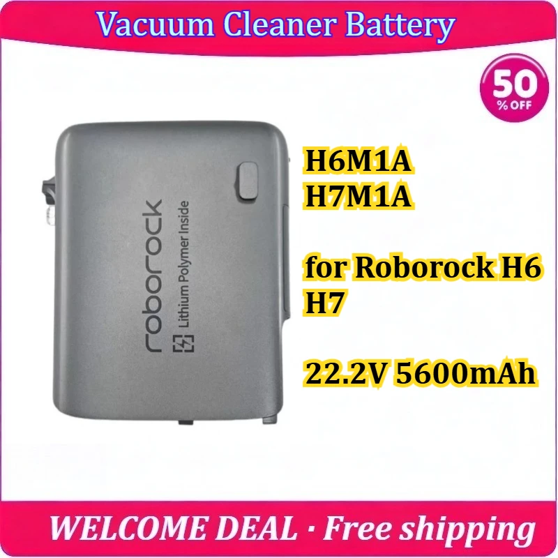 [New] H6M1A H7M1A for Roborock H6 H7 Handheld Vacuum Cleaner Battery 22.2V 5600mAh Replacement High Capacity Lithium Battery