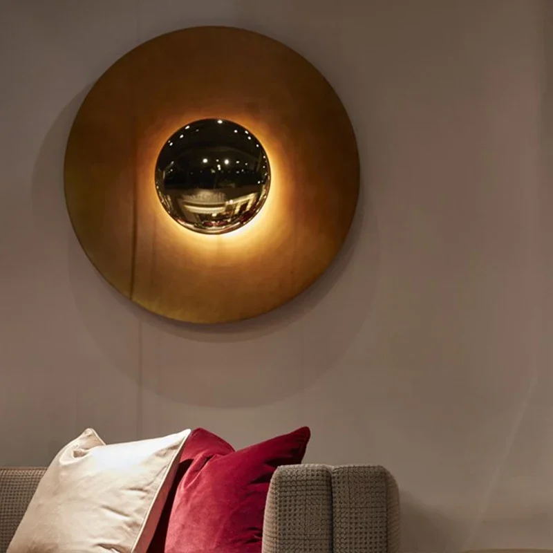 

Post-Modern Hotel Light Luxury Elegant Bedroom Bedside Lamp Decorative Background Wall Personalized round UFO Wall Lamp