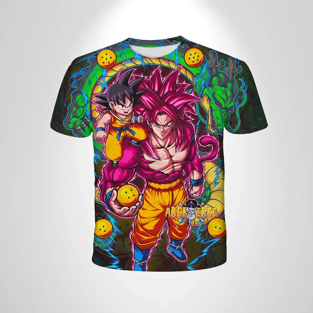 2026 Sommer Dragon Ball Retro Fitness T-Shirt Herren Oversized 3D-Druck Kurzarm Familien-Unisex Kinder-Sportshirt
