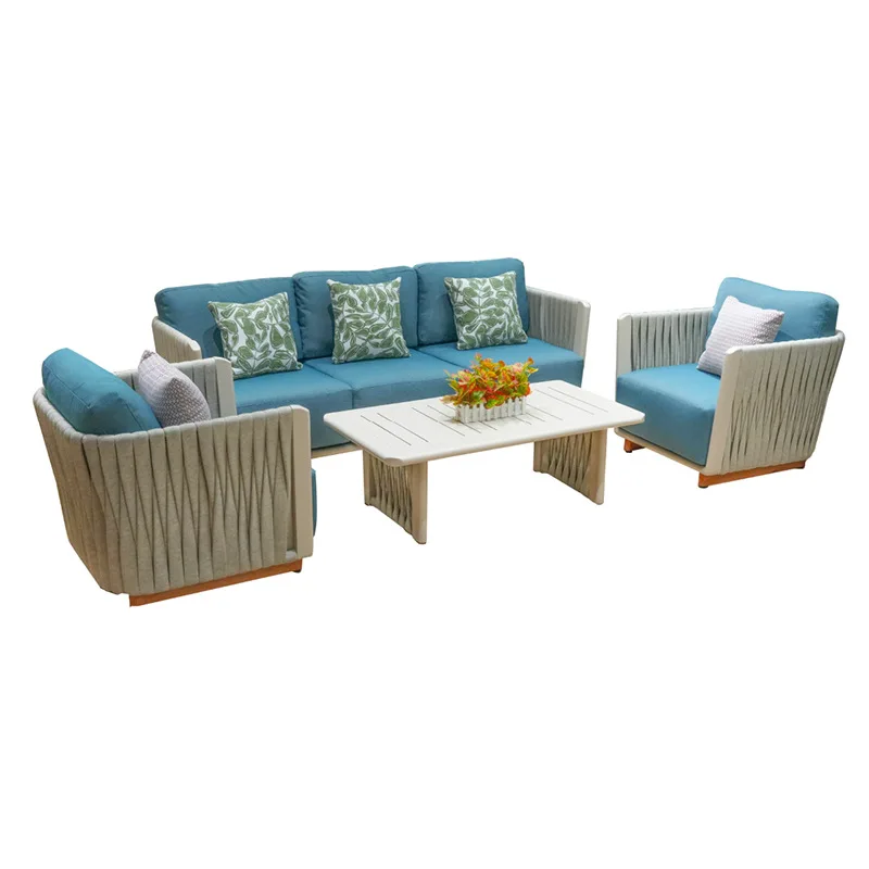 Outdoor sofa aluminum villa courtyard garden bed and breakfast high-end hotel leisure simple plastic wood sofa chair combination