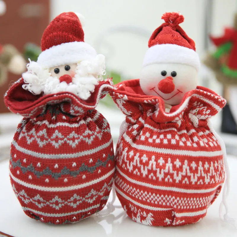 สร้างสรรค์ใหม่ทอ3D Christmas Apple Bag Christmas Gift Bag,Snowman,Father Christmas,Moose,หมี Christmas Candy Bag