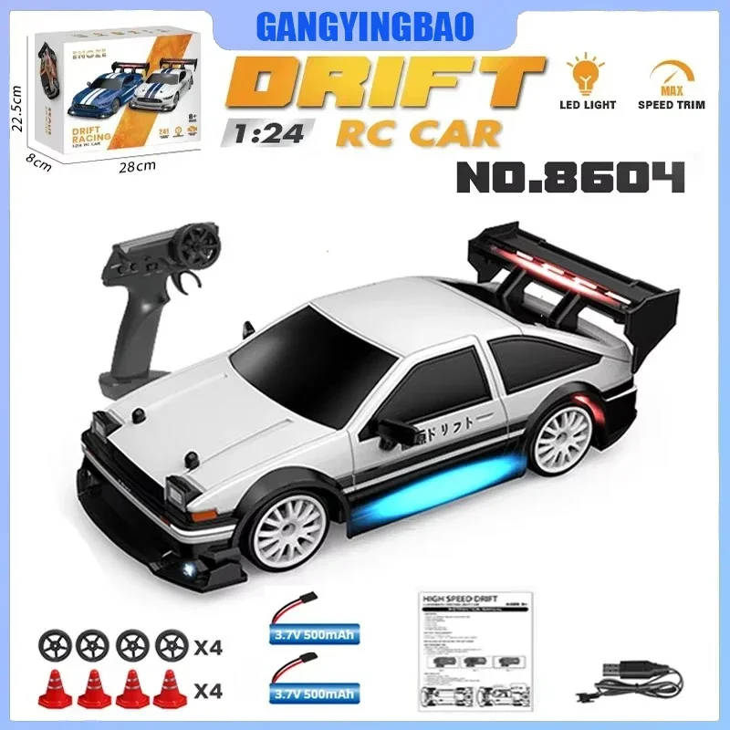 AE86 RC Drift Racing Car 1/24 4WD 30KM/h High Speed with Light 2.4G Radio Controlled Vehicle Model Race Competition Toy for Boys