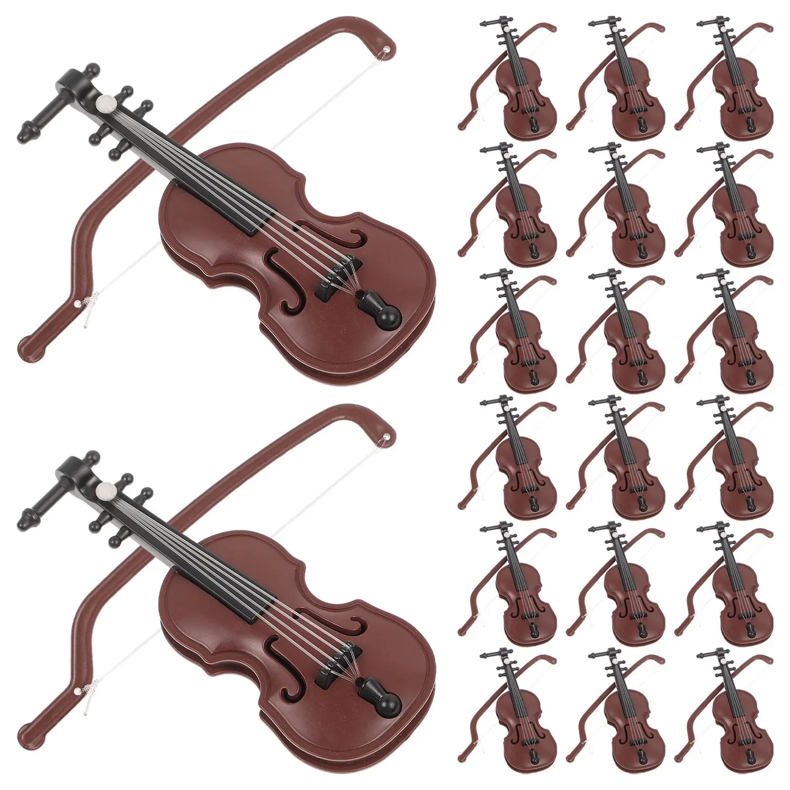 

20 Sets Wood Grain Violin Pendant Mini Bulk Decorative Musical Instrument Models Christmas Tree Ornaments Kids Gifts