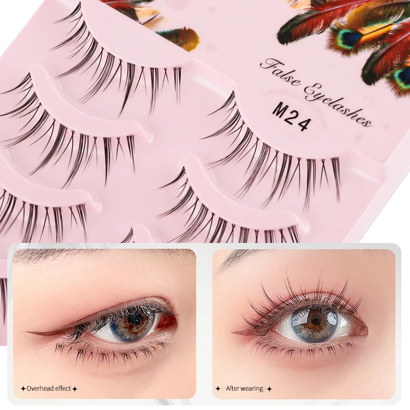 3/5pairs New Manga Eyelash Wispies Lashes Invisible Band Natural False Eyelashes Daily Makeup Extension Lashes 3D Long Cilios