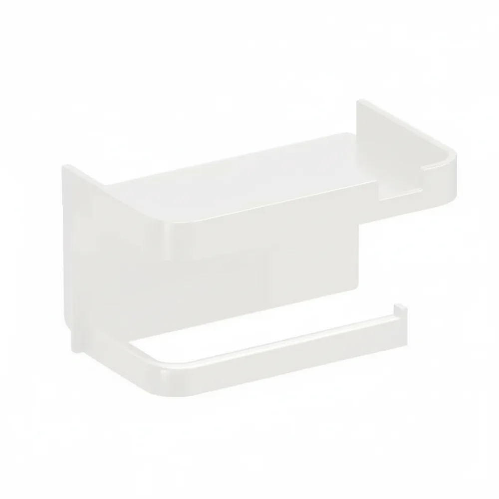 Multifunctional Plastic Toilet Paper Holder Wall Mounted No Drilling Toilet Organizer Rack With Shelf Tissue Holder Bathroom Use