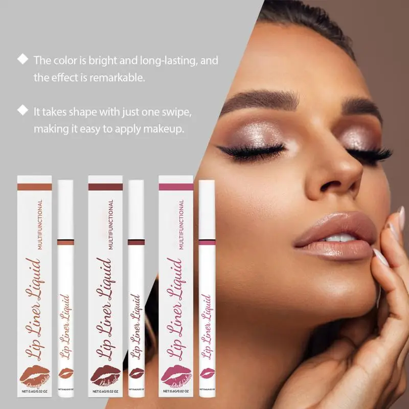 Vloeibare Lipliner Potlood Matte Zachte Lip Liner Stick Sneldrogend Smudge Proof Natuurlijke rode Lippenstift Matte Naakt Contour Lipliner Pen