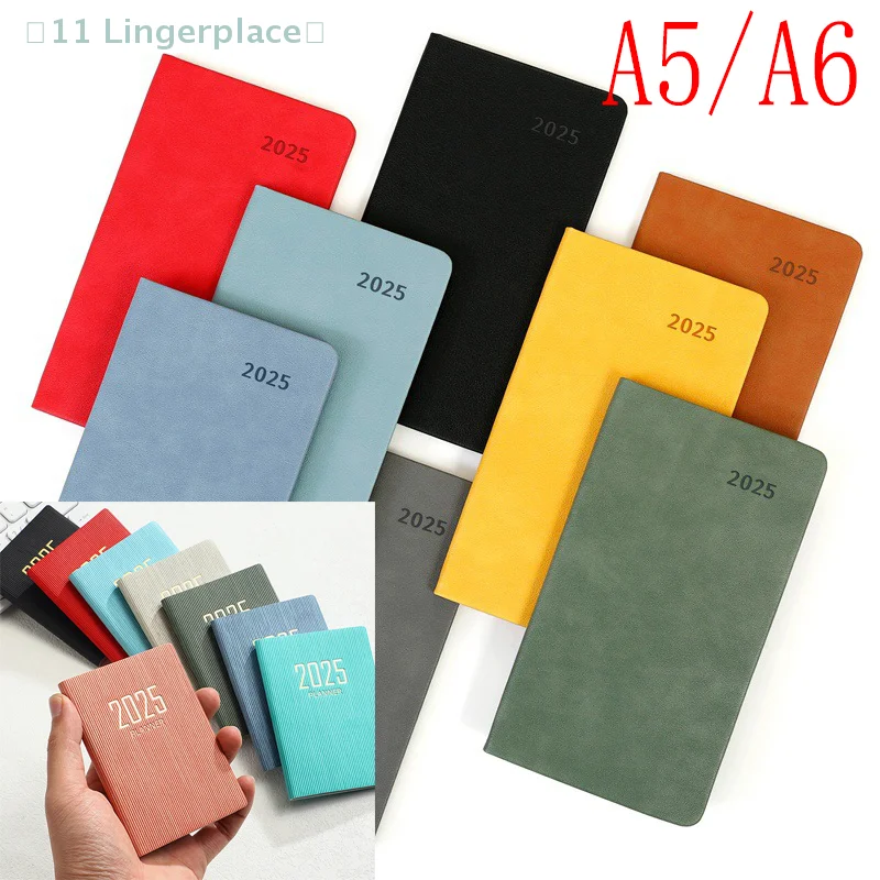 2025 Monthly Planner Notebooks Portable A5/A6 Journal Agenda Diary Notepad Mini Pocket Leather Notebook Office Accessories