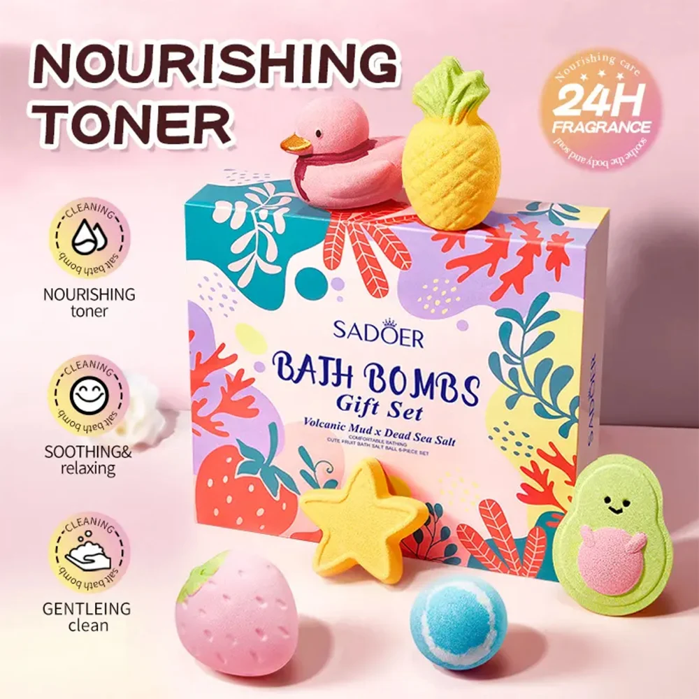 6 Piece Flowers Bath Bombs,Natural Volcanic Mud & Dead Sea Salt Bath Bombs Holiday Gifts