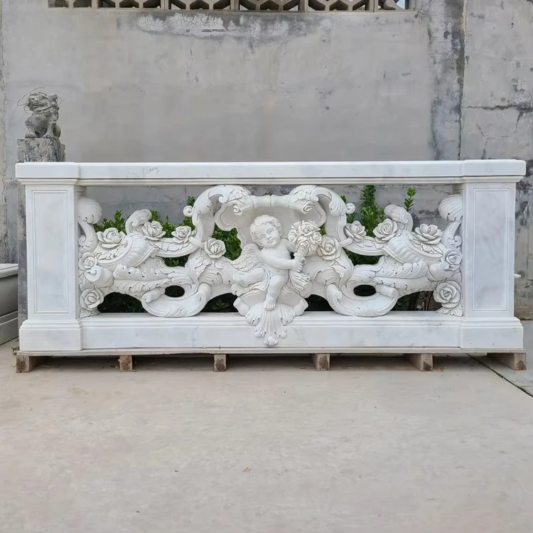 Garden outdoor marble carved fence balcony railing