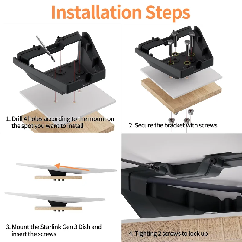 Starlink Gen 3 Mobility Mount Metal Anti-theft Mount for Starlink Gen3/V3 Mounting Kit for V3 Starlink Standard Dish Mount