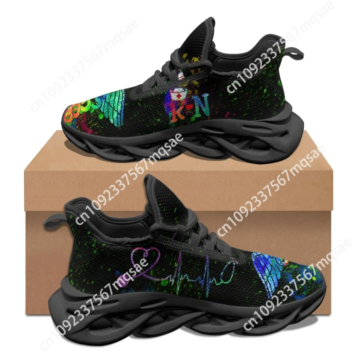 

Medical Caduceus Print Women's Casual Sneakers Soft Comfortable Hospital Work Casual Shoes Outdoor Sports Lace Up Running Shoes