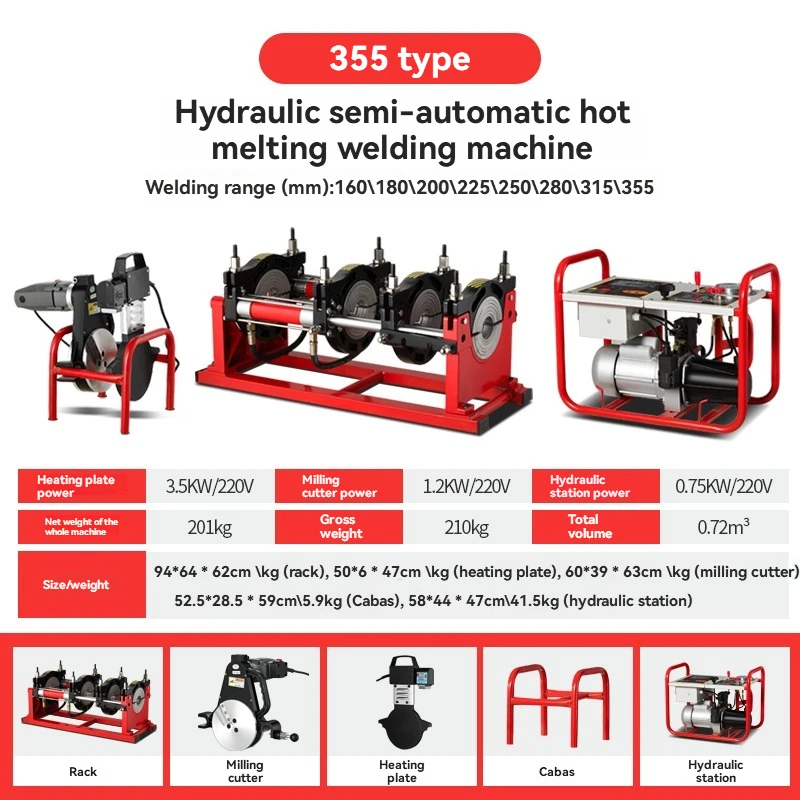 

160-355 hydraulic high configuration Hydraulic Pe Butt Welding Machine Pipe Welder Hot Melt Machine Welded Pipe Butt Machine