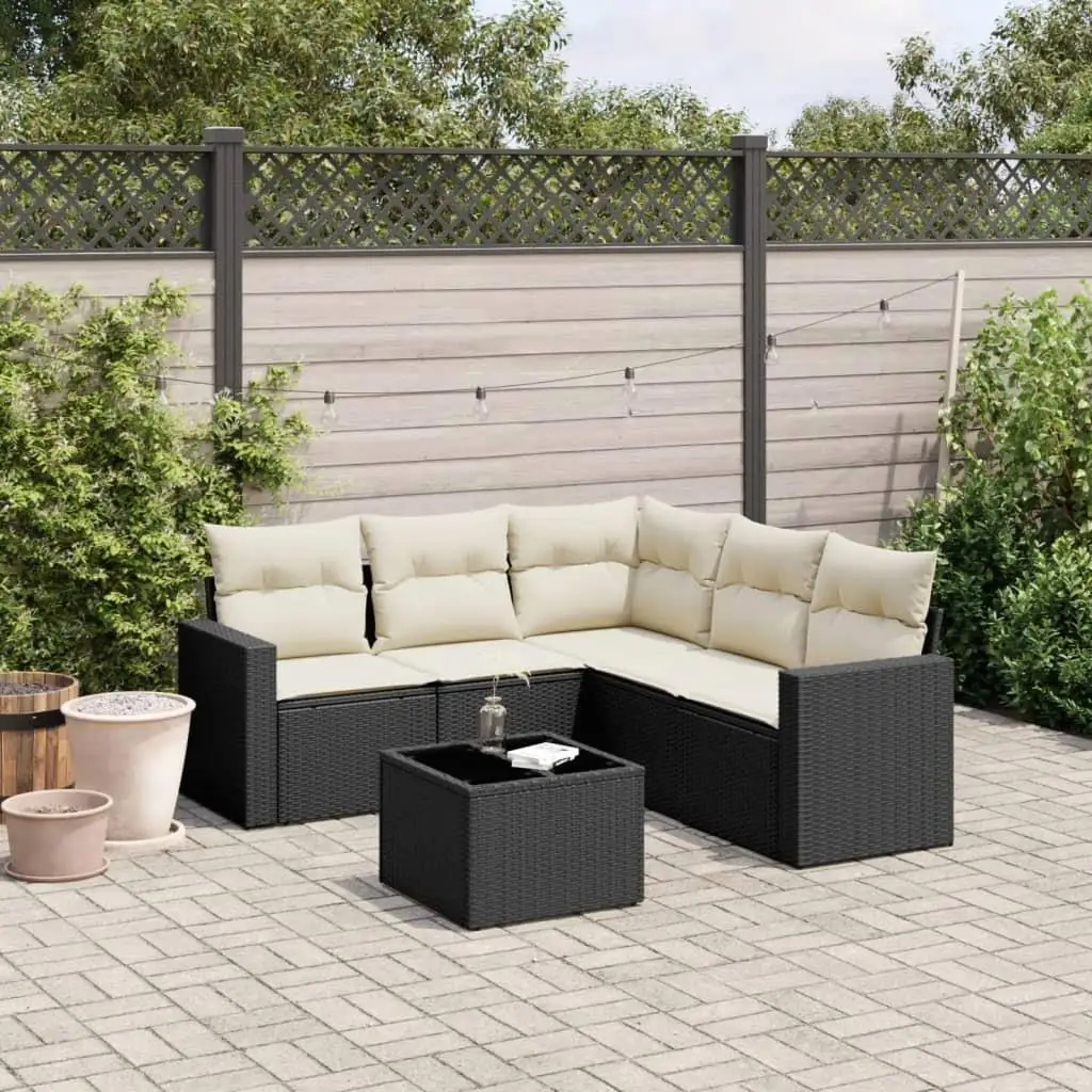 

Garden Sofa Set Black Cream Outdoor Patio Furniture Comfortable Seating Cushions for Relaxation Modern Design Durable Weather