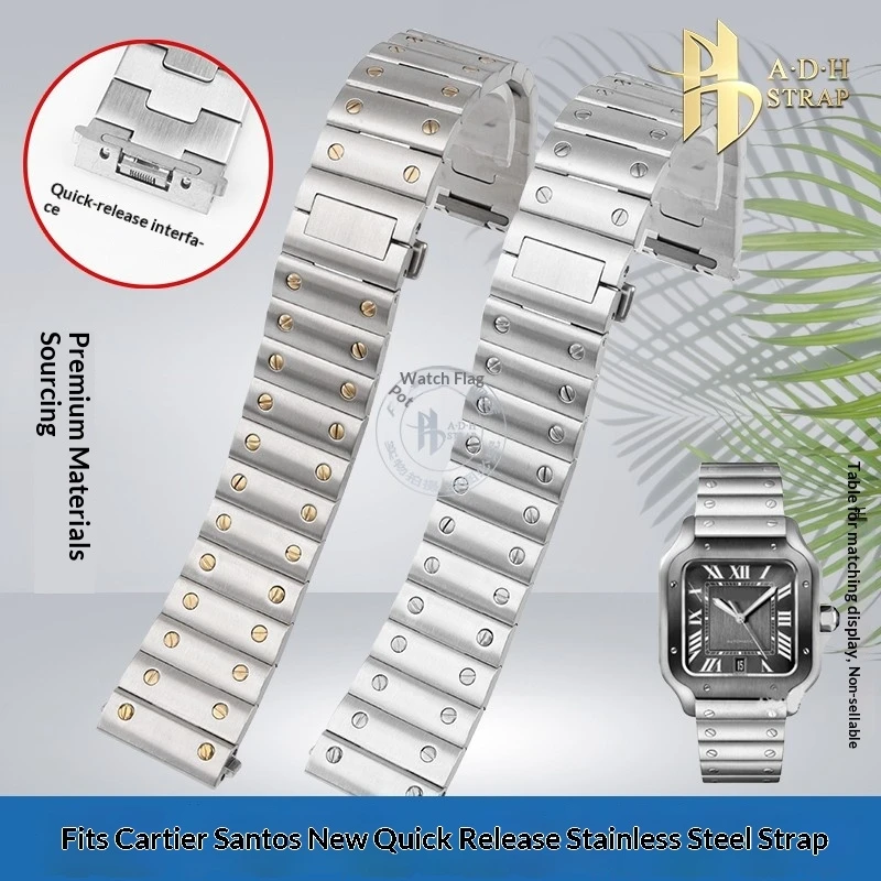 Быстросъемный браслет для часов Cartier Santos серии WSSA0009 WSSA0096 WSSA0018 WSSA0013/29, металлический ремешок для часов 21 мм, мужской ремешок
