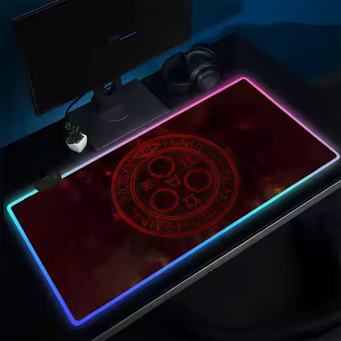 15-Silent Hills Scary Mouse Pad Anime Gaming Mouse Pad LED Table Pads Backlit Rubber Desktop XXL Mousepad RGB Desk Mats