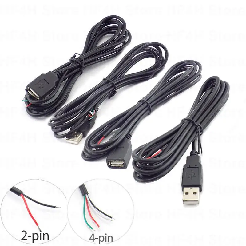 Type-C USB Female Jack 4 Pin 2 Pin Male Female Power Supply Data Line Charge Cable Extension Cord Connector