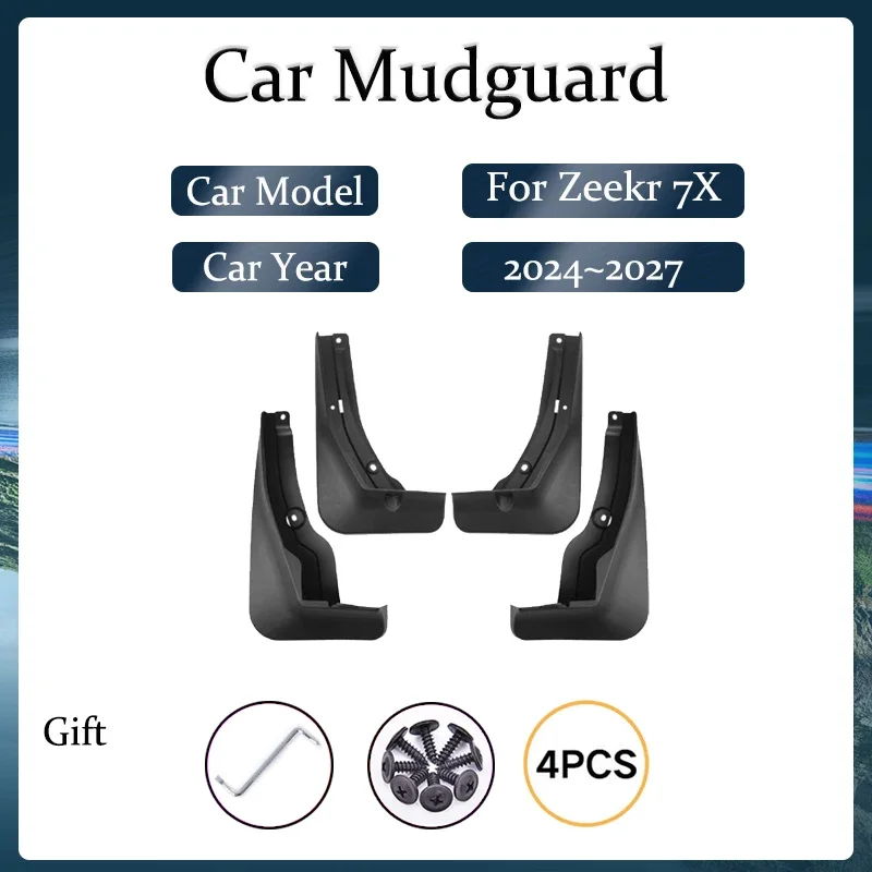 4PCS Car Fenders For Zeekr 7X CX1E 2024 2025 2026 2027 Antifreeze Wheel Flare Mud Mudguard Door Guards Mudflaps Auto Accessories