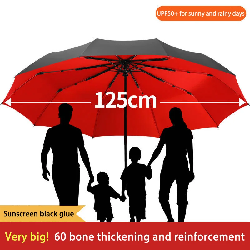 

Зонт автоматический сверхбольшой 125 см, ветрозащитный, 30 спиц, складной, для мужчин и женщин, водонепроницаемый, портативный, для путешествий
