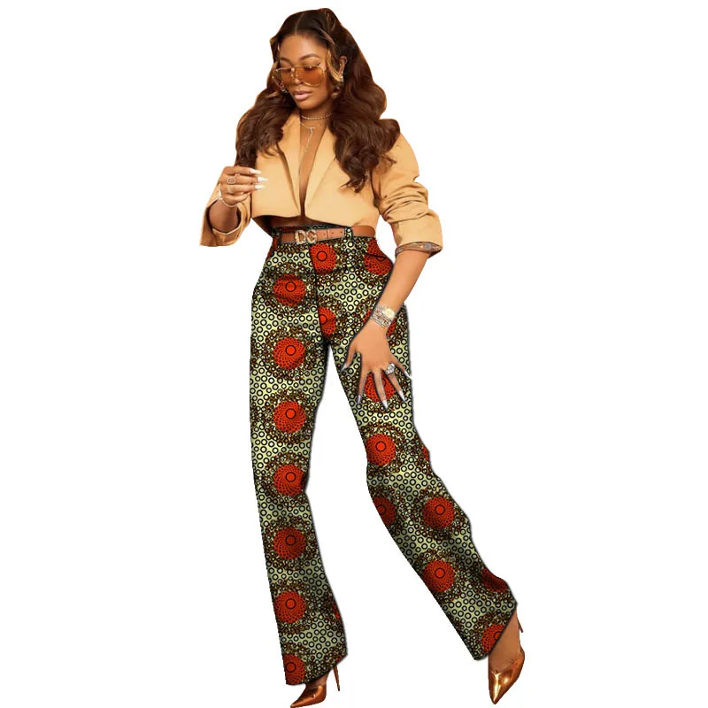 التصميم الأصلي طباعة الأزياء الأفريقية الإناث مايكرو متوهج السراويل النسائية دعوى السراويل مصممة ملابس الحفلات التقليدية