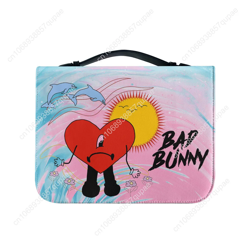 Bad Bunny Hip hop Rapper Bible Bags Christian Gifts Personalized Cover Bible Pack Waterproof Leather Bag Pockets Package Case
