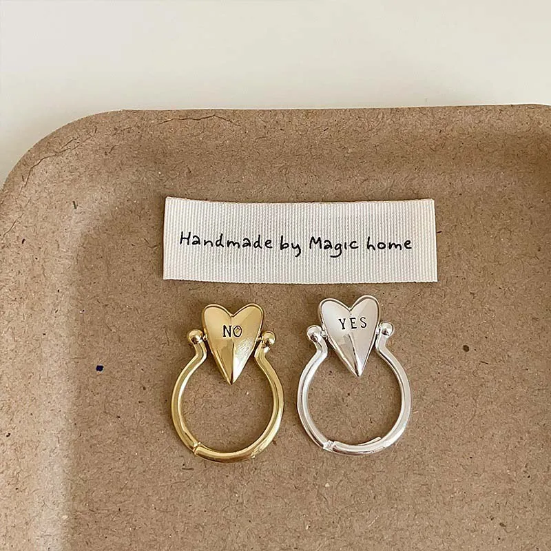 خاتم قلب سلس قابل للدوران للنساء والرجال عتيق نعم أو بدون حرف خواتم إصبع قابلة للتعديل تصميم متخصص إكسسوار مجوهرات للزوجين