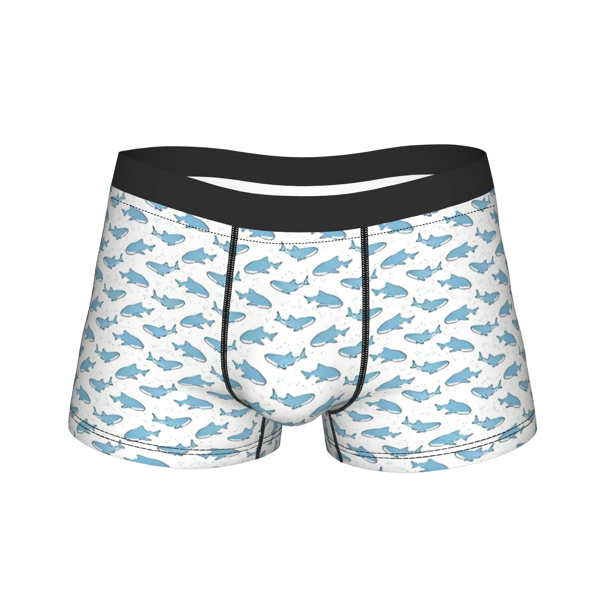 Men Cartoon Shark Ocean Animal Sharks Long Underwear  Sexy Boxer Briefs Shorts Panties Male Breathable Underpants M-XXL