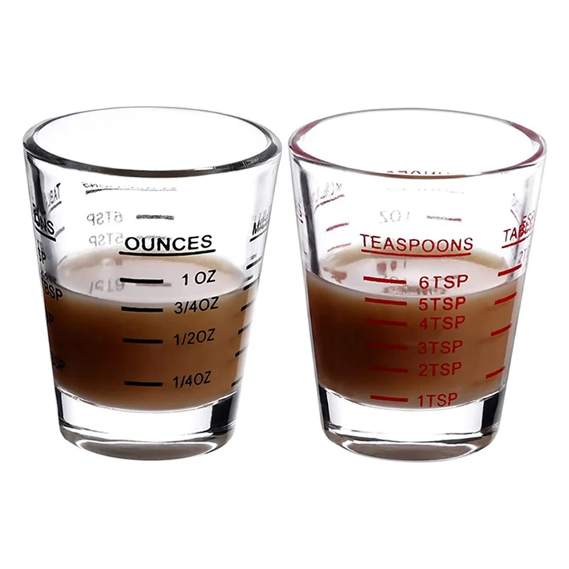 ABAH-12Pcs كوب قياس إسبرسو كوب زجاجي سائل زجاجي ثقيل كأس نبيذ 26 قياس تزايدي 1 أونصة، 6 Tsp، 2 تيرابايت، 30 مل
