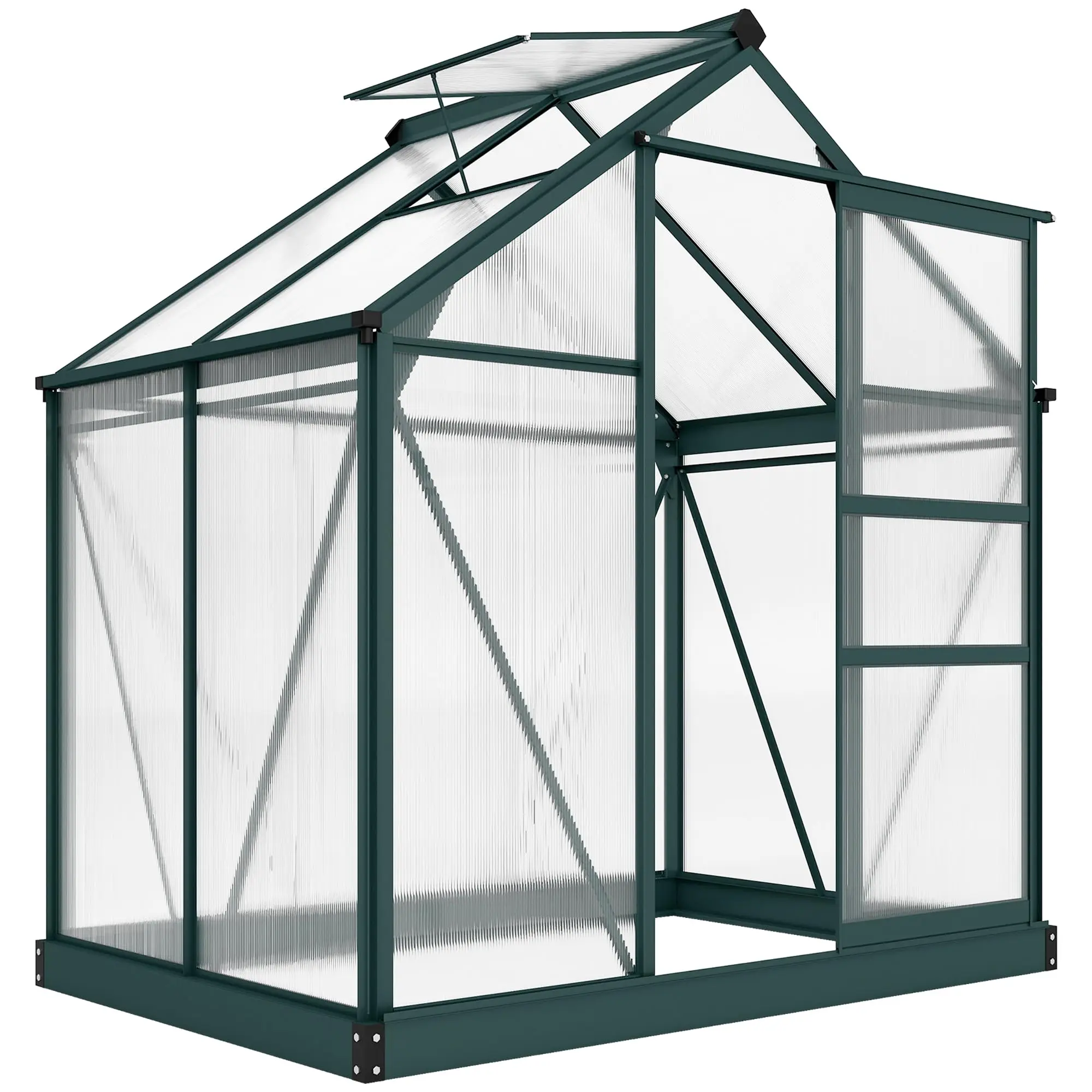 6 x 4 FT Walk-in Polycarbonate Greenhouse for Outdoors Dark Green