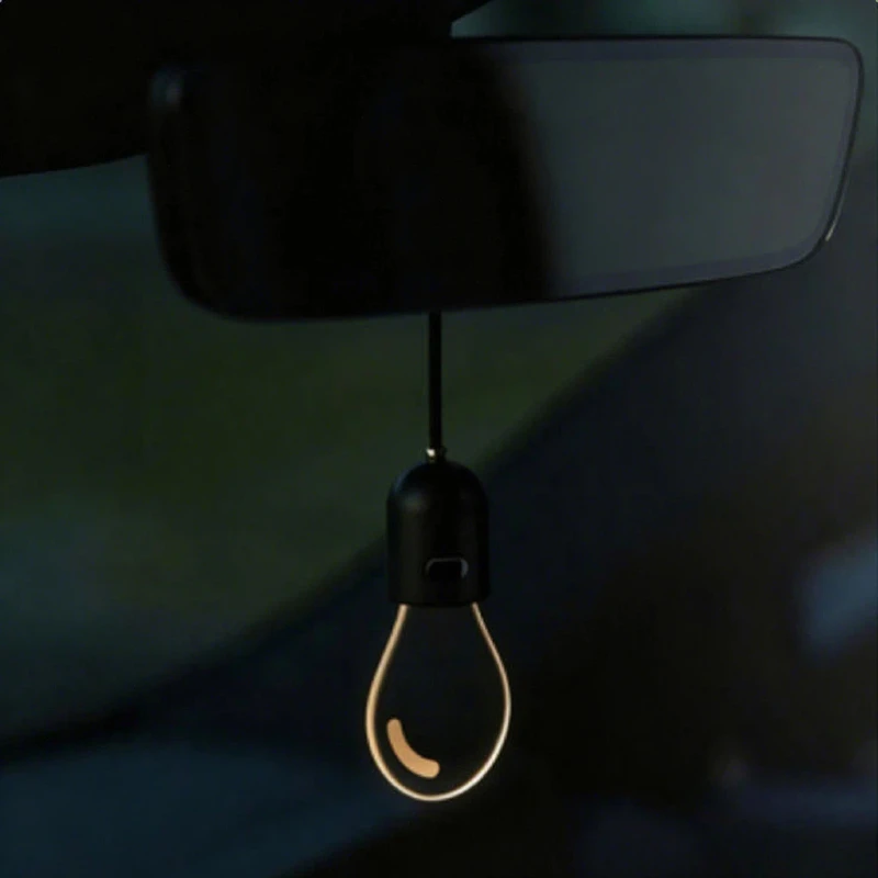 Car Rearview Mirror Ornament Hanging Decor Retro Small Car Light LED Bulb Atmosphere Lamp for Car Interior Decoration