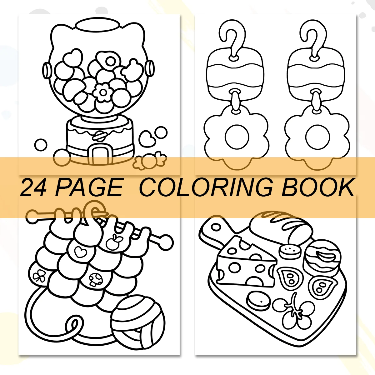 BOLD & EASY CUTE STUFF Coloring Book for Adults Cartoon Designs Fashion Style Simple Stress Relief Graffiti Painting Drawing
